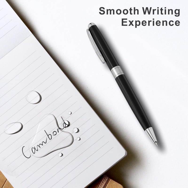 Cambond Black Pen Ballpoint Pens - Nice Pens Office Pen for Gift Business Men Police Flight Attendants Retractable Smooth Writing 1.0 mm Medium Point, 3 Pens with 3 Extra Refills (Black) - Image 2